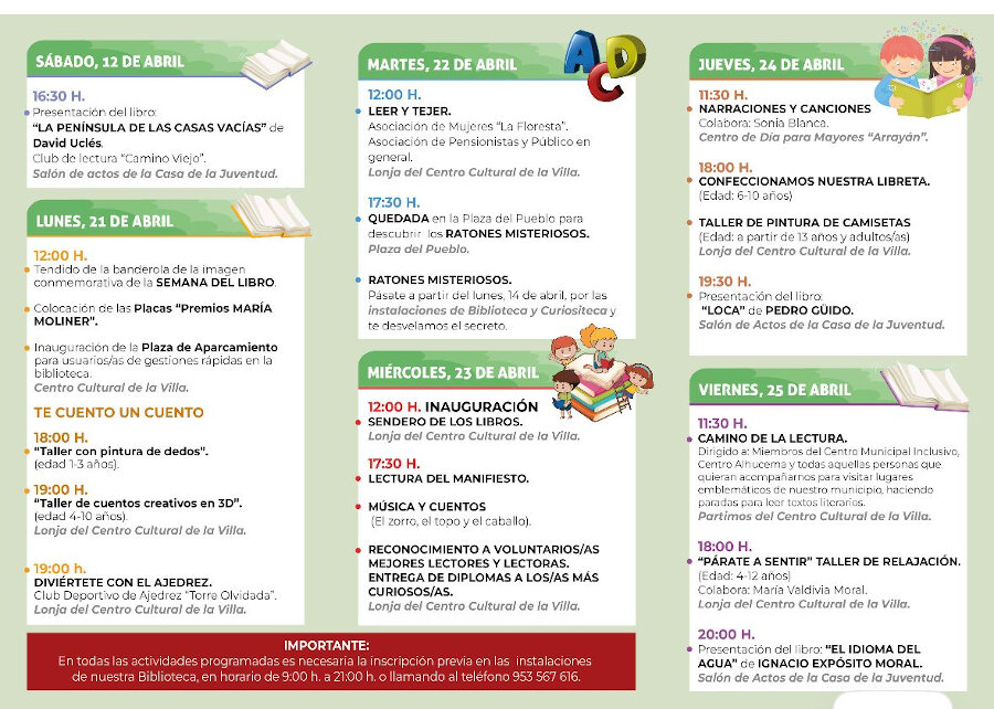Homenaje a la lectura y al compromiso bibliotecario en una semana llena de actividades